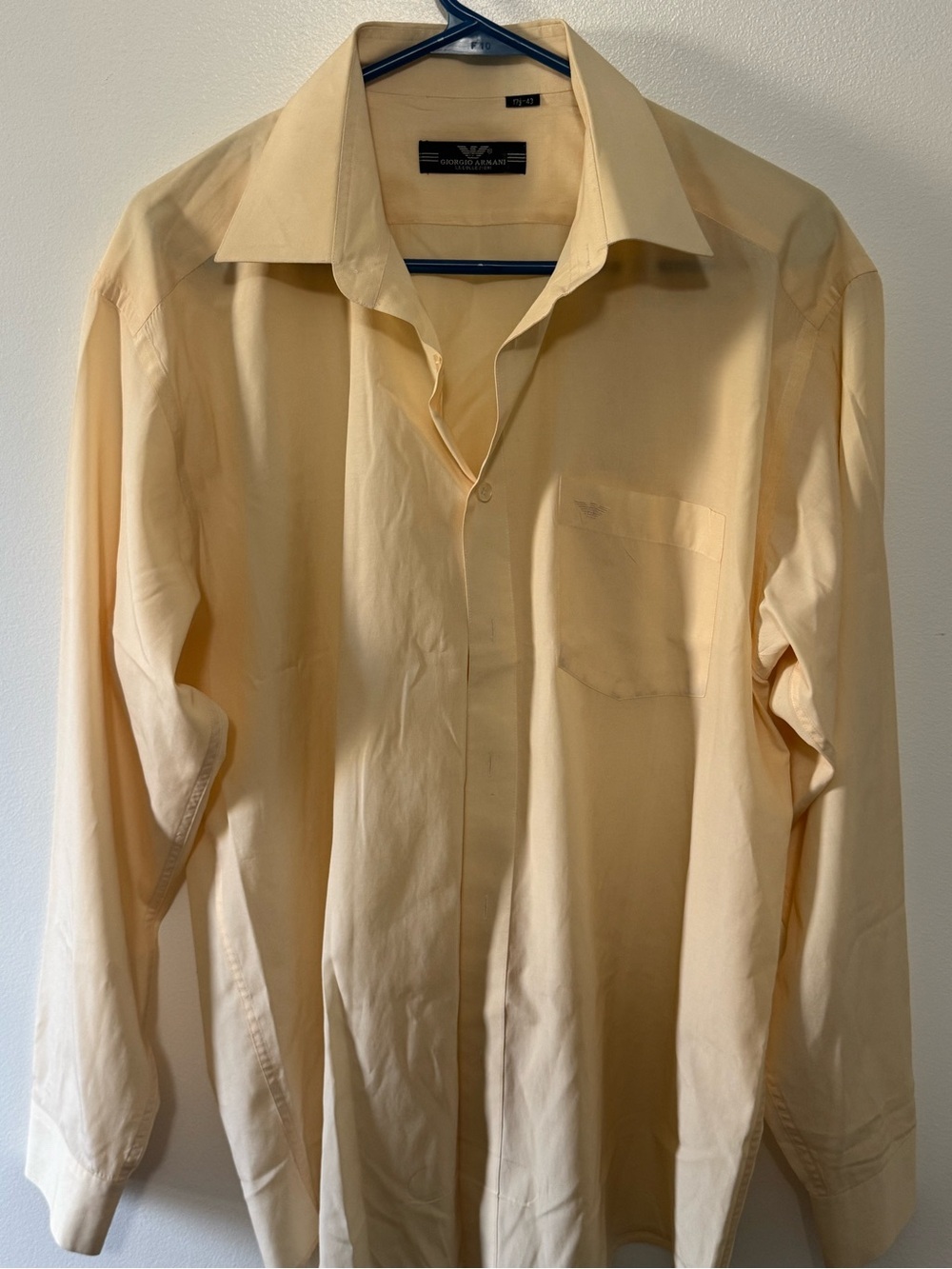 Giorgio Armani Pale Yellow Men's Dress Shirt